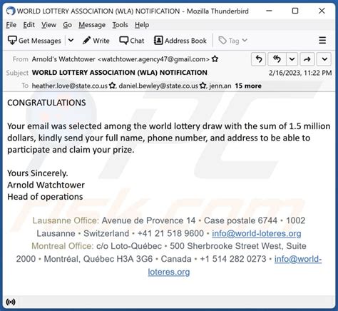 is lottery world a scam.